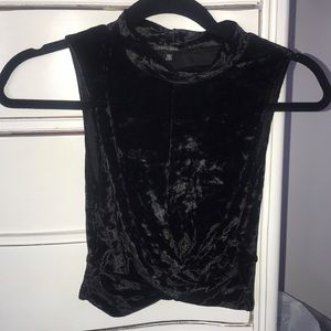 Black velvet crop top